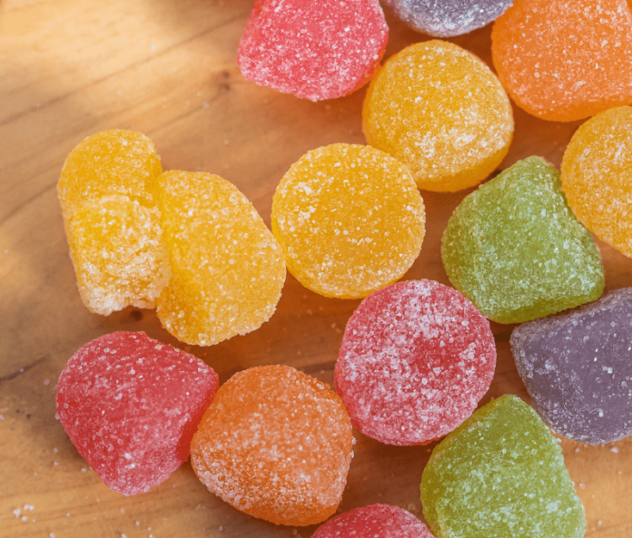 CBD Gummies on wooden table
