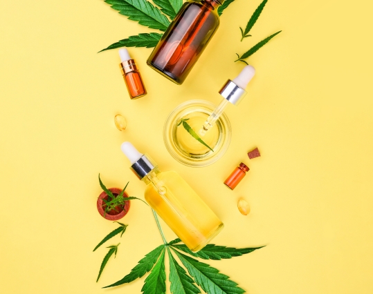 Flatlay of CBD products