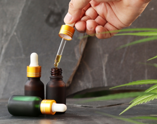 Dropper bottles of CBD oil